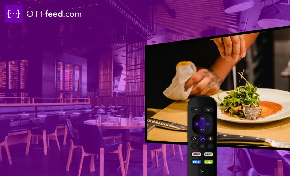 TV in a restaurant with a Roku channel on